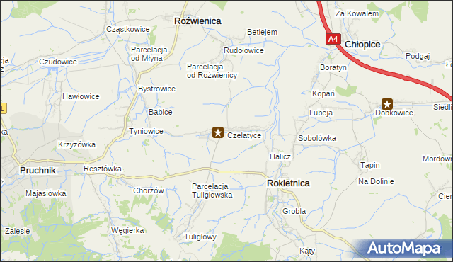 mapa Czelatyce, Czelatyce na mapie Targeo