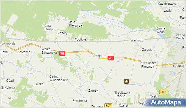 mapa Dąbie gmina Łuków, Dąbie gmina Łuków na mapie Targeo