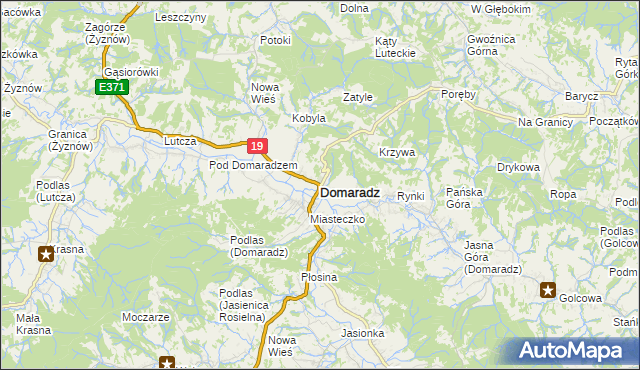 mapa Domaradz powiat brzozowski, Domaradz powiat brzozowski na mapie Targeo