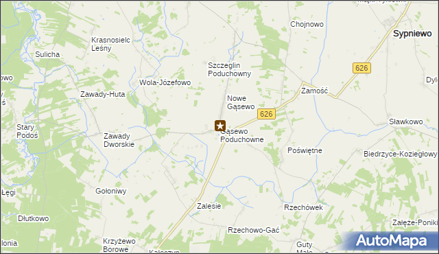 mapa Gąsewo Poduchowne, Gąsewo Poduchowne na mapie Targeo