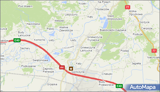 mapa Gniewczyna Łańcucka, Gniewczyna Łańcucka na mapie Targeo