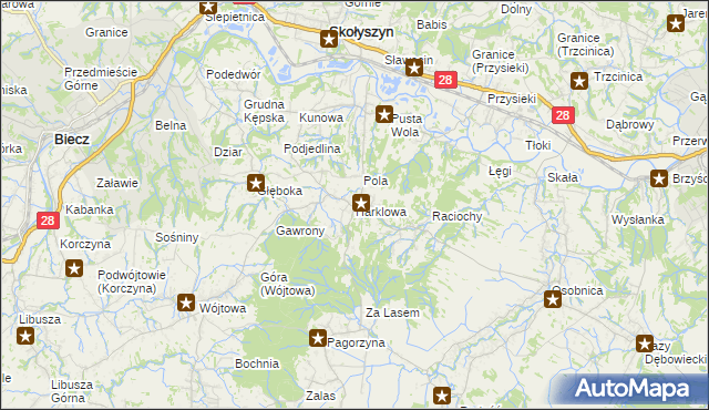 mapa Harklowa gmina Skołyszyn, Harklowa gmina Skołyszyn na mapie Targeo