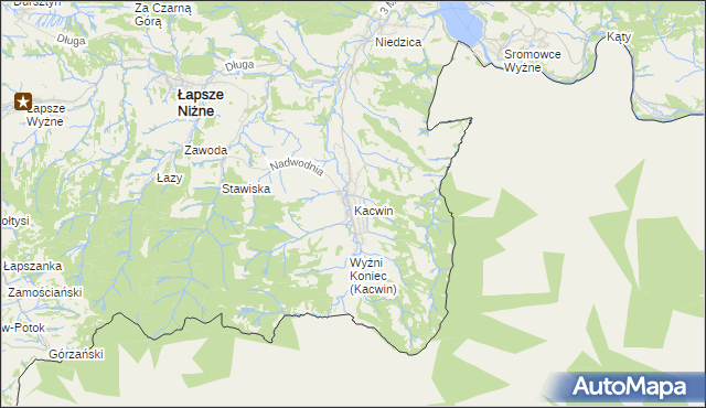 mapa Kacwin, Kacwin na mapie Targeo