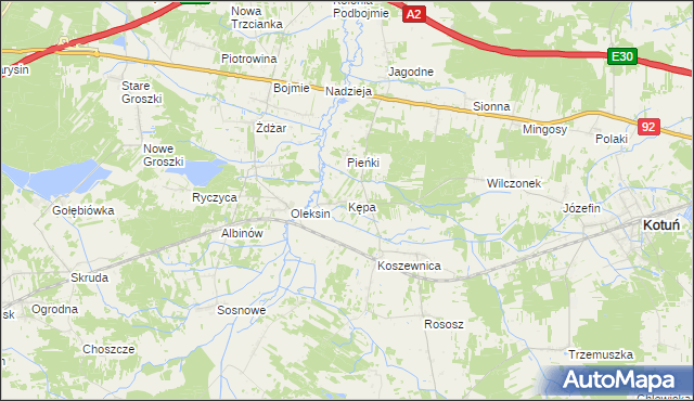 mapa Kępa gmina Kotuń, Kępa gmina Kotuń na mapie Targeo