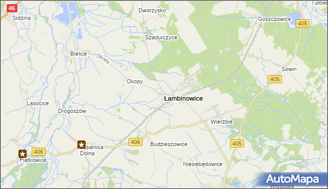 mapa Łambinowice, Łambinowice na mapie Targeo