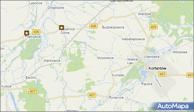 mapa Myszowice, Myszowice na mapie Targeo