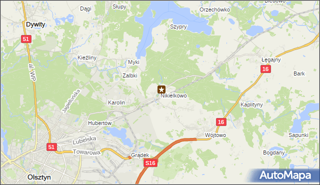 mapa Nikielkowo, Nikielkowo na mapie Targeo