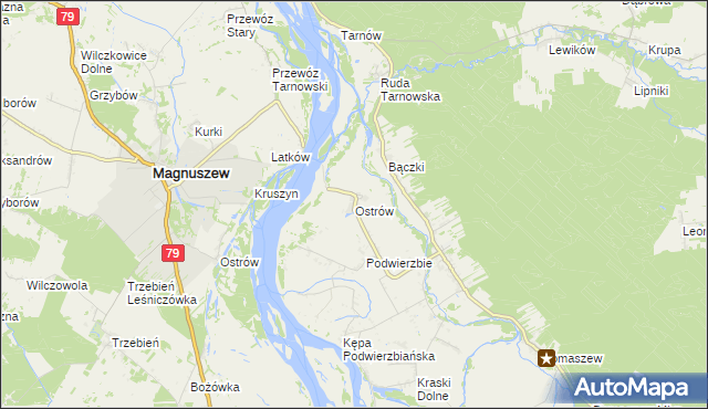 mapa Ostrów gmina Maciejowice, Ostrów gmina Maciejowice na mapie Targeo