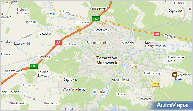 mapa Tomaszów Mazowiecki, Tomaszów Mazowiecki na mapie Targeo