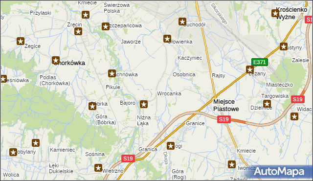 mapa Wrocanka gmina Miejsce Piastowe, Wrocanka gmina Miejsce Piastowe na mapie Targeo