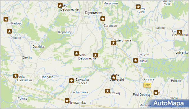 mapa Załęże gmina Osiek Jasielski, Załęże gmina Osiek Jasielski na mapie Targeo