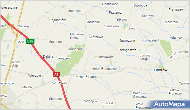 mapa Stanisławów gmina Oporów, Stanisławów gmina Oporów na mapie Targeo