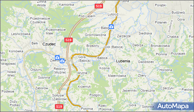 mapa Babica gmina Czudec, Babica gmina Czudec na mapie Targeo