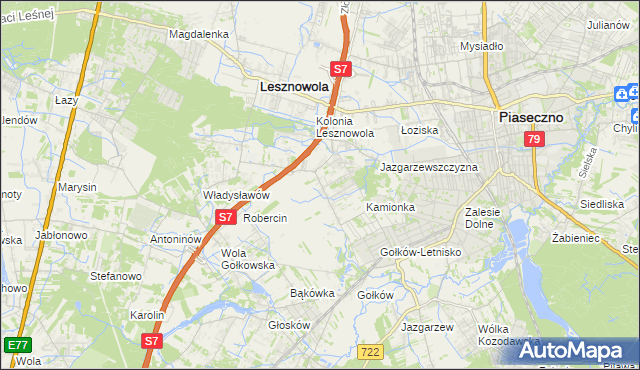 mapa Bobrowiec gmina Piaseczno, Bobrowiec gmina Piaseczno na mapie Targeo