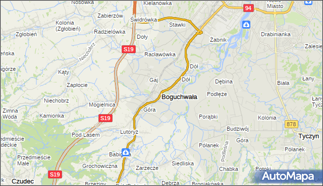 mapa Boguchwała powiat rzeszowski, Boguchwała powiat rzeszowski na mapie Targeo