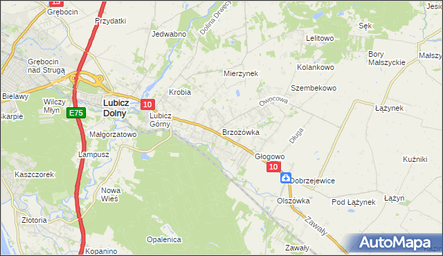 mapa Brzozówka gmina Obrowo, Brzozówka gmina Obrowo na mapie Targeo