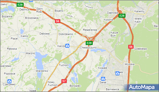 mapa Chwaszczyno, Chwaszczyno na mapie Targeo