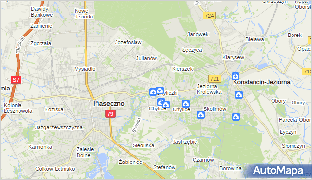 mapa Chyliczki gmina Piaseczno, Chyliczki gmina Piaseczno na mapie Targeo