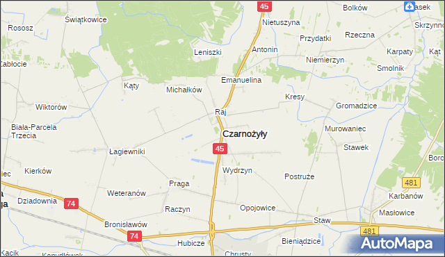 mapa Czarnożyły, Czarnożyły na mapie Targeo