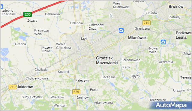 mapa Grodzisk Mazowiecki, Grodzisk Mazowiecki na mapie Targeo