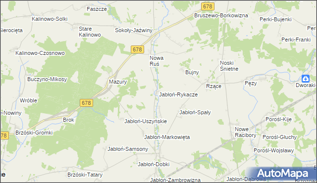 mapa Jabłoń-Rykacze, Jabłoń-Rykacze na mapie Targeo