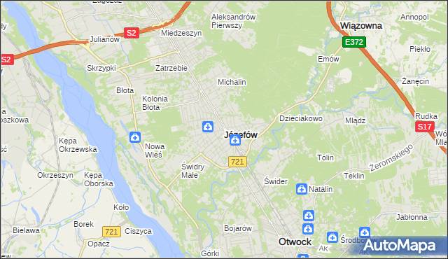 mapa Józefów powiat otwocki, Józefów powiat otwocki na mapie Targeo