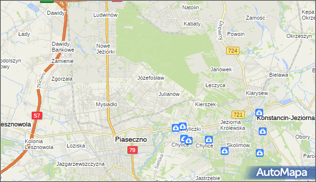 mapa Julianów gmina Piaseczno, Julianów gmina Piaseczno na mapie Targeo