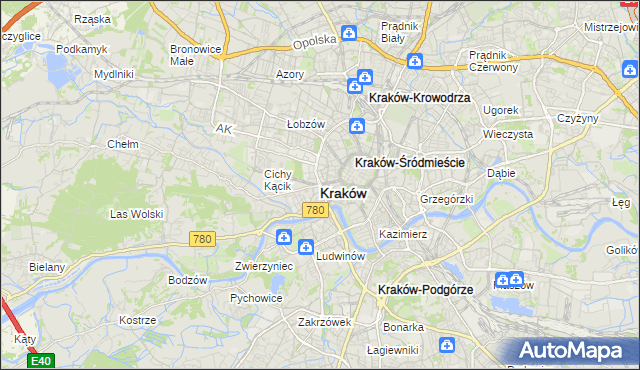 mapa Krakowa, Kraków na mapie Targeo
