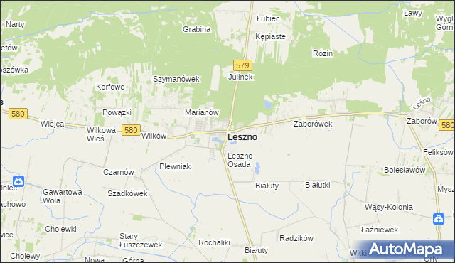 mapa Leszno powiat warszawski zachodni, Leszno powiat warszawski zachodni na mapie Targeo