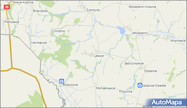 mapa Lewice gmina Branice, Lewice gmina Branice na mapie Targeo