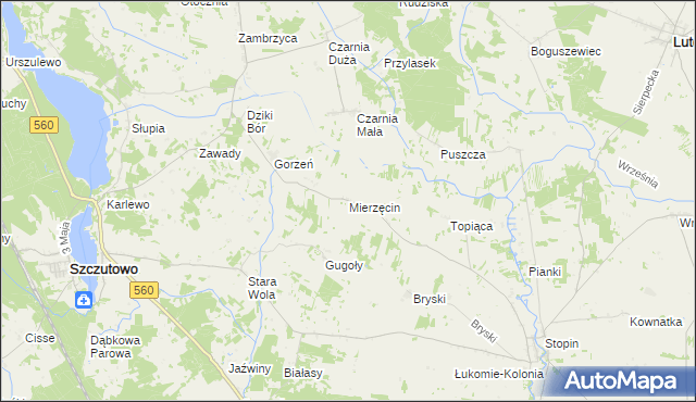 mapa Mierzęcin gmina Szczutowo, Mierzęcin gmina Szczutowo na mapie Targeo
