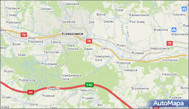 mapa Nawojowa Góra, Nawojowa Góra na mapie Targeo