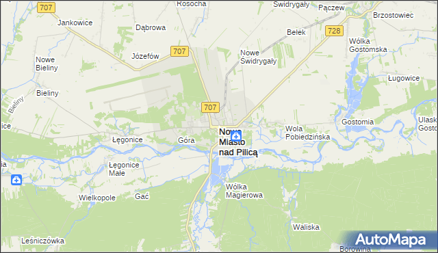 mapa Nowe Miasto nad Pilicą, Nowe Miasto nad Pilicą na mapie Targeo