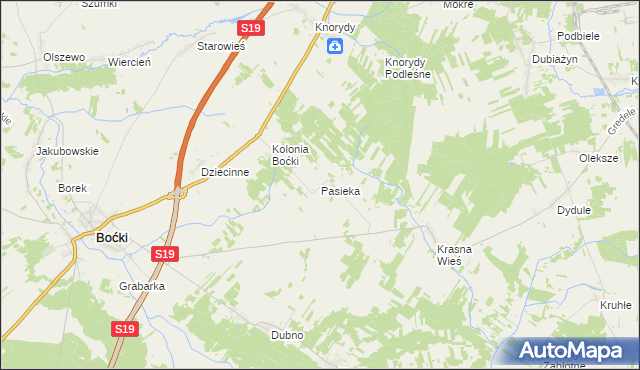 mapa Pasieka gmina Boćki, Pasieka gmina Boćki na mapie Targeo