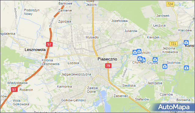 mapa Piaseczno, Piaseczno na mapie Targeo
