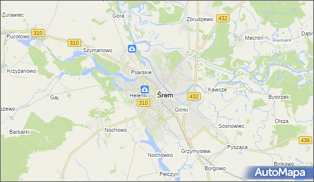 mapa Śrem, Śrem na mapie Targeo
