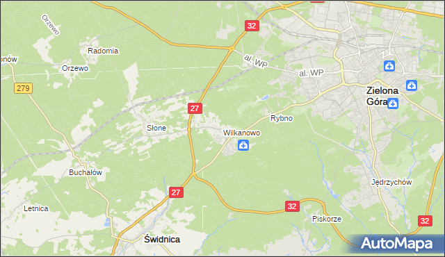 mapa Wilkanowo gmina Świdnica, Wilkanowo gmina Świdnica na mapie Targeo