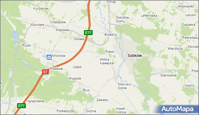 mapa Wólka Kawęcka, Wólka Kawęcka na mapie Targeo