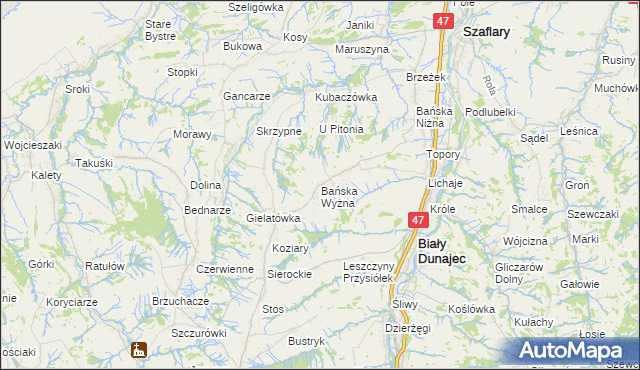 mapa Bańska Wyżna, Bańska Wyżna na mapie Targeo