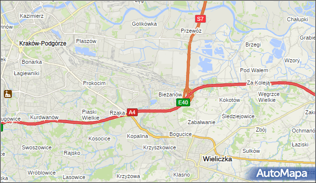 mapa Bieżanów, Bieżanów na mapie Targeo