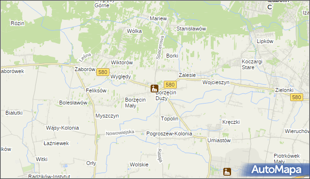 mapa Borzęcin Duży, Borzęcin Duży na mapie Targeo