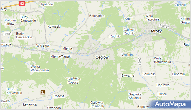 mapa Cegłów powiat miński, Cegłów powiat miński na mapie Targeo