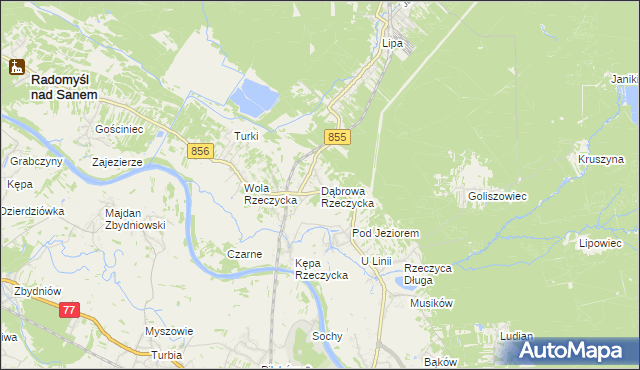 mapa Dąbrowa Rzeczycka, Dąbrowa Rzeczycka na mapie Targeo