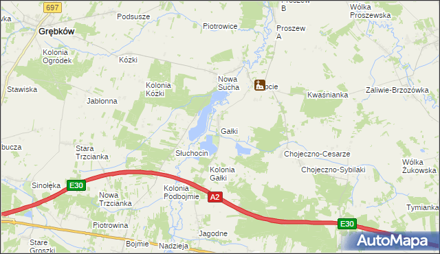 mapa Gałki gmina Grębków, Gałki gmina Grębków na mapie Targeo