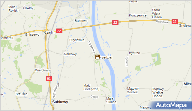 mapa Gorzędziej, Gorzędziej na mapie Targeo