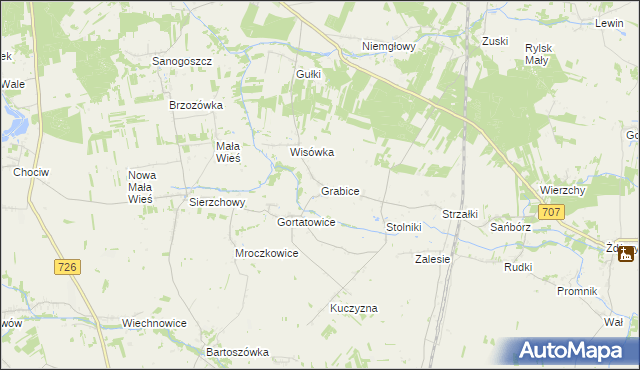 mapa Grabice gmina Cielądz, Grabice gmina Cielądz na mapie Targeo