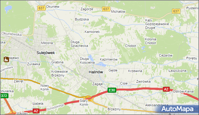 mapa Kazimierów gmina Halinów, Kazimierów gmina Halinów na mapie Targeo