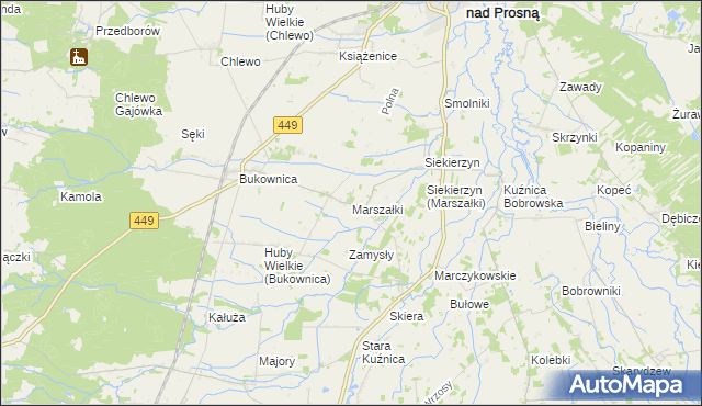 mapa Marszałki gmina Grabów nad Prosną, Marszałki gmina Grabów nad Prosną na mapie Targeo