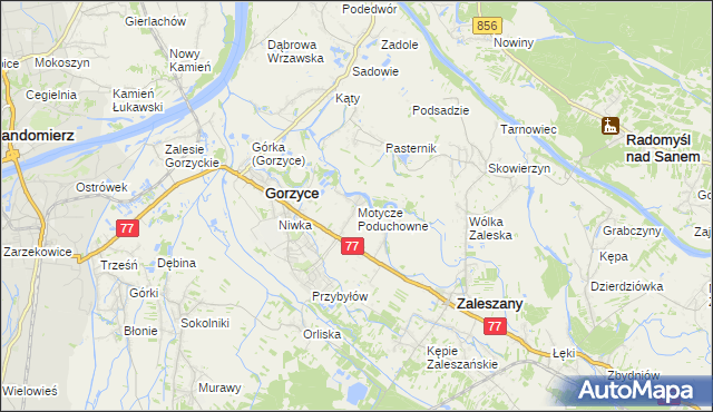 mapa Motycze Poduchowne, Motycze Poduchowne na mapie Targeo