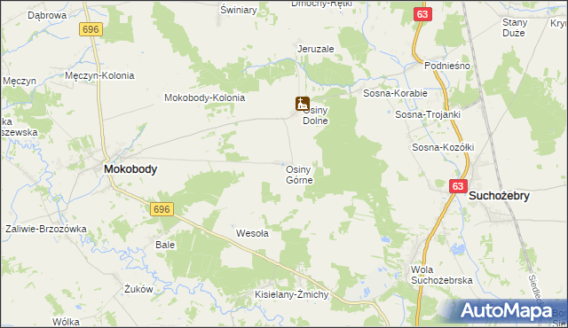 mapa Osiny Górne, Osiny Górne na mapie Targeo